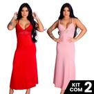Kit 2 Camisolas Longas de Amamentação Elegante Confortável Prático Lingerie Maternal
