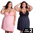 Kit 2 Camisolas Plus Size Romantic Sexy Tamanho Grande Confortável Charmosa