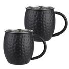 Kit 2 Caneca Moscow Mule Inox Em Martelada Drink Bar 580ml