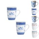 Kit 2 caneca porcelana branca tampa filtro xicara infusor para cha cor:azul elsa