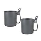 Kit 2 Caneca Redonda Clipe Prata 400Ml Plástico