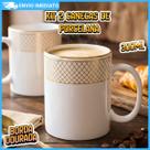 Kit 2 Canecas De Porcelana Branco Com Borda Dourada 300mL Café Da Manhã Luxo Regalis Hauskraft