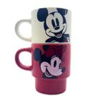 Kit 2 Canecas Empilháveis Mickey & Minnie Original Disney, Zona Criativa, Xícaras 150mL Cerâmica
