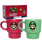 Kit 2 Canecas Empilháveis Super Mario Bros Original, Zona Criativa, Xícaras 150mL Cerâmica