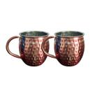 Kit 2 Canecas Moscow Mule 580ml Martelada Resistente Inox Rose Gold com Alça Ergonômica para Servir Drinks Bebidas Geladas