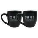 Kit 2 Canecas Preta Manhattan 300ml Porcelana Café Chá Bebidas