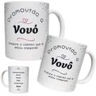 Kit 2 Canecas Promovido a Vovô e a Vovó 300ml Presente para Vovós Convite Chá de Bebê Porcelana Estampa Durável Branco, Kit Avós 01 02 Peças