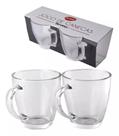 Kit 2 Canecas Transparentes de Vidro 350ml Jogo de Xicaras Verona Café Chá e Chocolate Kit 2 Canecas Transparentes de Vidro 350ml Jogo de Xicaras Verona Café Chá e Chocolate