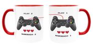 Kit 2 Canecas Vermelha Casal Geek Nerd Namorados Gamer