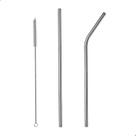 Kit 2 Canudos De Inox Reto E Curvado Longo 22cm Reutilizável E Escova Higiênica