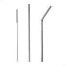 Kit 2 Canudos De Inox Reto E Curvado Longo 24cm Reutilizável E Escova Higiênica - Darujo