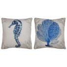 Kit 2 Capa Almofada Linho Cru Concha Estrela Coral Mar 43x43