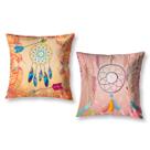 Kit 2 Capa de Almofada 40cm x 40cm Decorativas Estampadas Digital Coloridas Sala Sofá Quarto