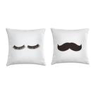 Kit 2 capa de almofada cílios e bigode