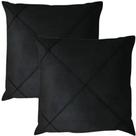 Kit 2 Capa De Almofada Suede Aveludada Drapeada 45x45cm Preto