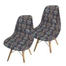 Kit 2 Capa de Cadeira Charles Eames Eiffel Pé Palito Malha Estampada