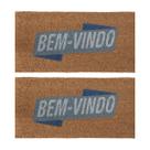 Kit 2 Capacho Fibra Natural de Coco Bem Vindo Azul