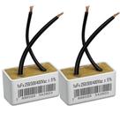 Kit 2 capacitor 2 fios metalizado 1 uf x 250/300/400v quadrado