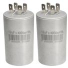 KIT 2 CAPACITOR PERMANENTE 12uF 400V METALIZADO C/ TERMINAL PARA MOTOR