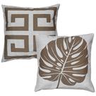 Kit 2 Capas Almofada Costela Adão e Frame Grego 45x45 Linho