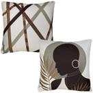 Kit 2 Capas Almofada De Linho Africana Triângulos Café 43x43