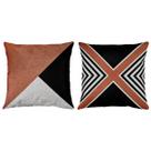 Kit 2 Capas Almofada De Linho Estampa Tribal Terracota 43x43