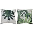 Kit 2 Capas Almofada De Linho Tropical Floresta Verde 45x45