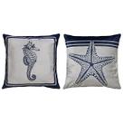 Kit 2 Capas Almofada De Veludo Mar Farol Concha Cavalo 45x45