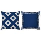Kit 2 Capas Almofada Linho Azul Geometria Frame Bolas 45x45