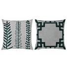 Kit 2 Capas Almofada Linho E Veludo Folhas Frame Verde 50x50