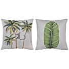 Kit 2 Capas Almofada Linho Estampa Planta Folha Animal 43x43
