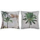 Kit 2 Capas Almofada Linho Estampa Planta Folha Animal 43x43