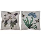 Kit 2 Capas Almofada Linho Flor Agapanto Azul Magnólia 43x43