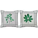 Kit 2 Capas Almofada Linho Folha Flor Verde Drapeada 45x45 Kit 2 Capas Almofada Linho Folha Flor Verde Drapeada 45x45