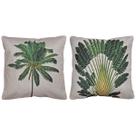 Kit 2 Capas Almofada Linho Folhagem Ravenala Coqueiro 43x43