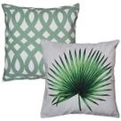 Kit 2 Capas Almofada Linho Folhas E Abstrata Treliça 1 45x45