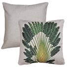Kit 2 Capas Almofada Linho Lisa Cru Planta Ravenala 43x43