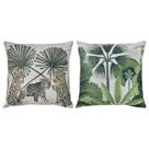 Kit 2 Capas Almofada Linho Onça Preguiça Ave Floresta 45x45