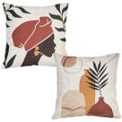 Kit 2 Capas Almofada Linho Rústico Africana Terracota 45x45