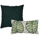 Kit 2 Capas Almofada Linho Verde 43x43 e Folhagem 30x50 Kit 2 Capas Almofada Linho Verde 43x43 e Folhagem 30x50