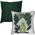 Kit 2 Capas Almofada Linho Verde + Folhagens 50x50