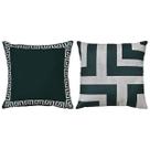 Kit 2 Capas Almofada Linho Verde Geometria Frame Bolas 45x45