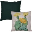 Kit 2 Capas Almofada Linho Verde + Linho Estampada Flores 43x43