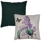 Kit 2 Capas Almofada Linho Verde + Linho Estampada Flores 43x43