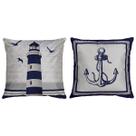 Kit 2 Capas Almofada Veludo Mar Praia Peixes Estrela 50x50
