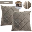 Kit 2 Capas de Almofada Aveludada Tecido Suede 40x40 Drapeado Decorativas Sala Cama Sofá Extra Macia Com Zíper