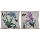 Kit 2 Capas de Almofada Linho Flor Lavanda Agapanto 43x43cm