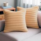Kit 2 Capas de Almofada Pelúcia Luxo Soft Wave Decoração Latte Sofá Cama Sala de Estar 45x45 Novadecora