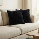 Kit 2 Capas de Almofada Pelúcia Luxo Soft Wave Decoração Preto Sofá Cama Sala de Estar 45x45 Novadecora