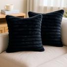 Kit 2 Capas de Almofada Pelúcia Luxo Soft Wave Decoração Preto Sofá Cama Sala de Estar 45x45 Novadecora